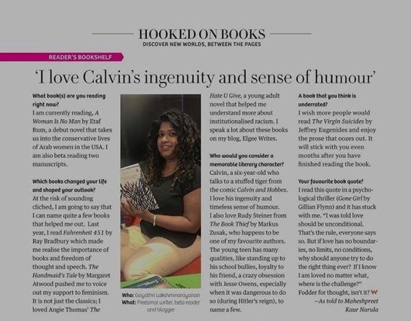 Interview in Khaleej Times WKND Elgeewrites Gayathri